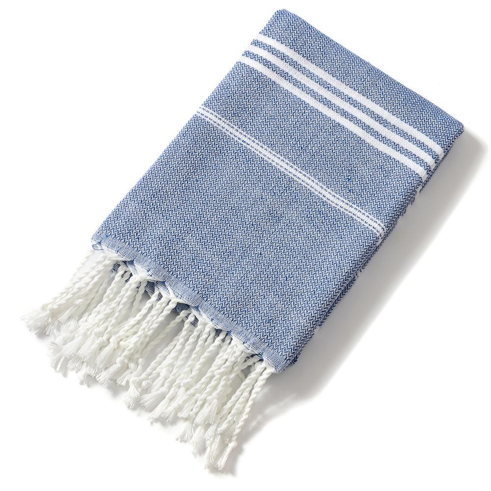 Oversized 90x180cm Turkish Beach Towel - Highly Absorbent Yarn-Dyed Striped Peshtemal with Tassels for Adults