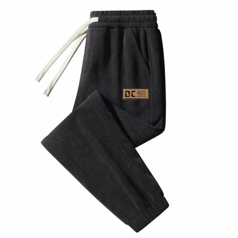 Men's Korean Style Corduroy Cuffed Sweatpants - Autumn/Winter Casual Loose Fit Trousers