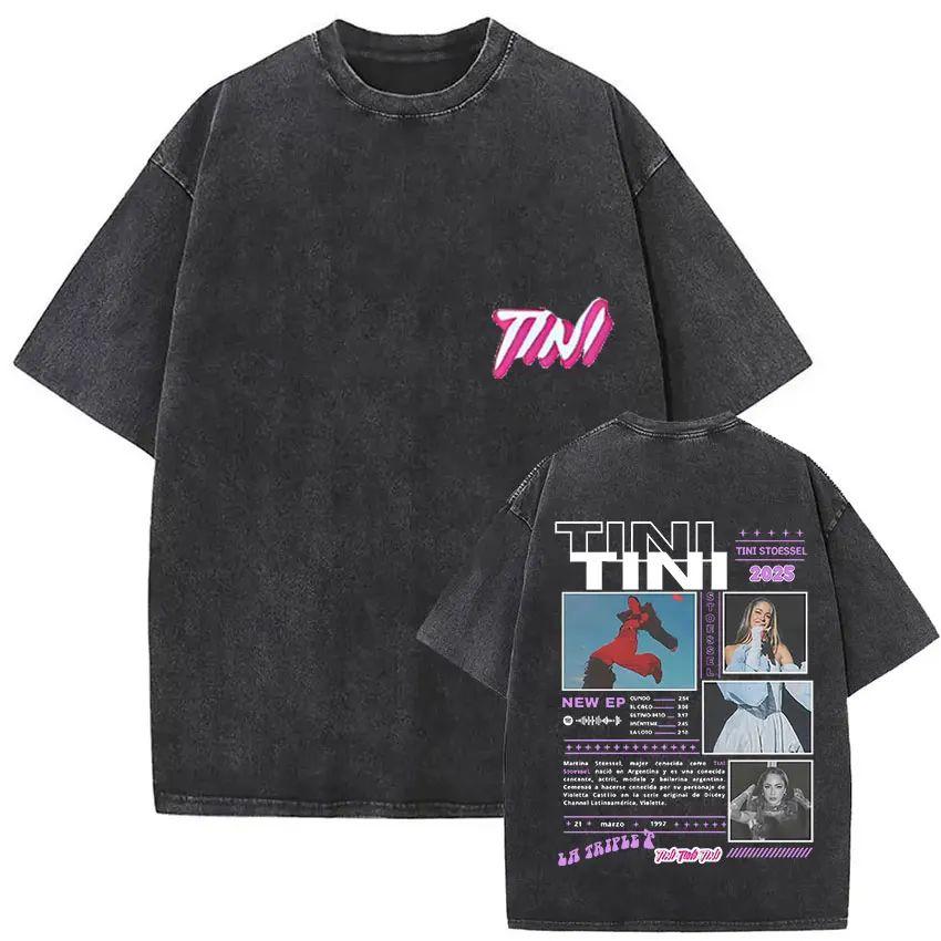 Y2K Hip Pop T Shirts Singer Tini Stoessel Futtura Album Summer Fashion Retro Washed Oversized Tshirt Print Street Wear Unisex
