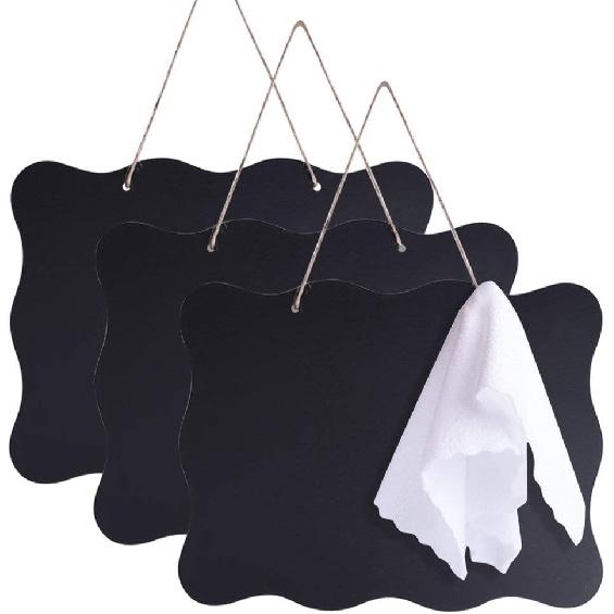 AUSTOR 3 Pack Chalkboard Sign 8x10 inch Double Sided Erasable Message Board with Hanging String and Cleaning Cloth for Wedding, Kitchen and Crafts
