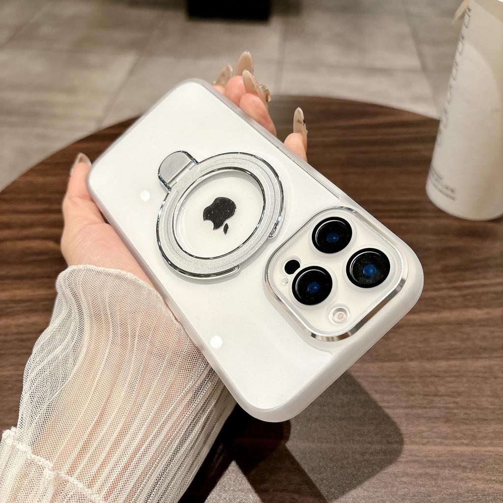 For IPhone 16 Promax Phone Case Gold Shield Protective Mirror for Apple 15 Metal Magnetic Pivot Bracket 14