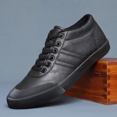 2024 Winter New Men Fashion Simple High Tops Warm Plush Leather Boots Casual Shoes Short Boots