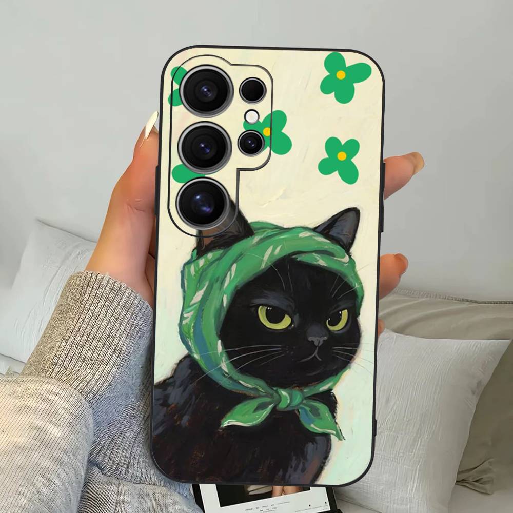 A Cute Comic Cat Phone Case For Samsung S 24 Fe 25 Ultra Plus 20 Lite 21 30 22 23 24 22 Ultra 5G Fundas