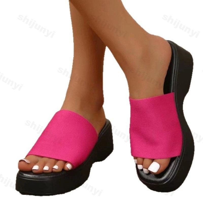 Fashion Leopard Print Women's Shoes Wedge Slippers Square Toe 2025 Summer New Fashion Platform Outdoor Beach Slippers Sandalias De Mujer