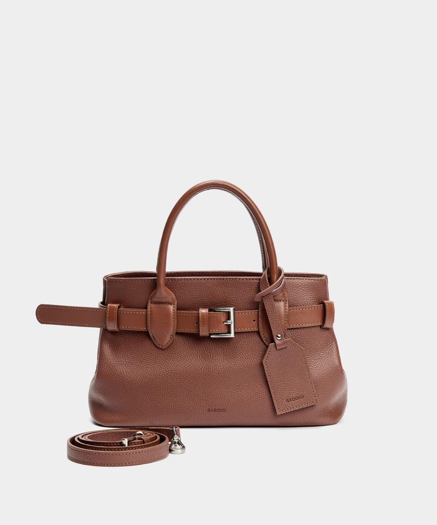 Badgigi Belt Leather Mini Tote Bag, Brown