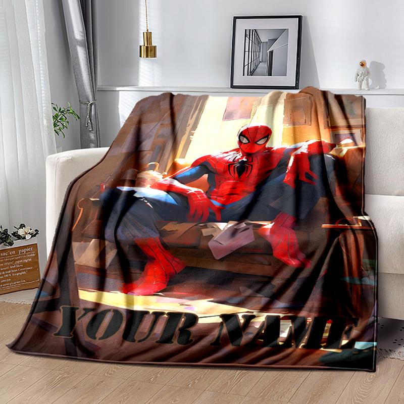 Customiz Name Personality Spider-Man Blanket Soft &Warm Sofa Office Bed Travel Lunch Break Blanket, Gift Suitable All Seasons