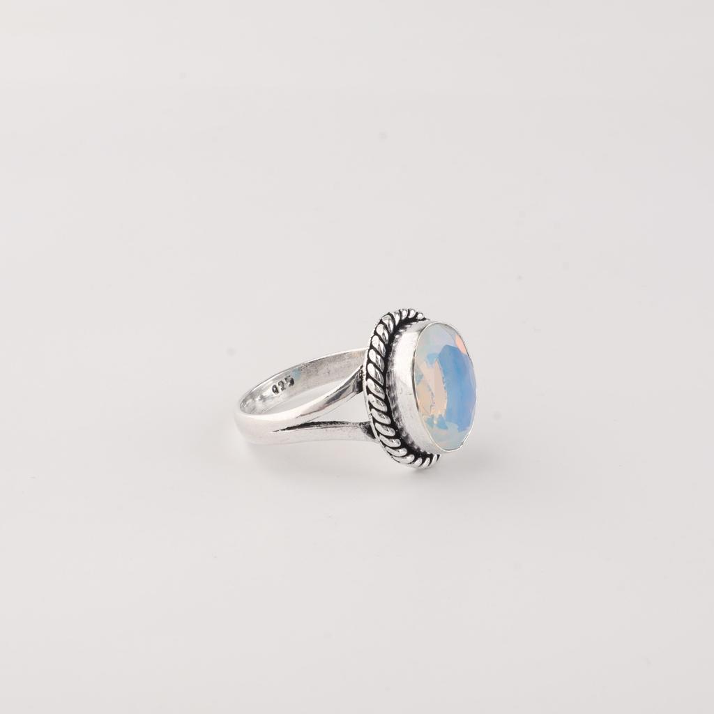 Milky Opal Gemstone 925 Sterling Silver Statement Jewelry Women Ring Birthday Gift For Her RR-84-19