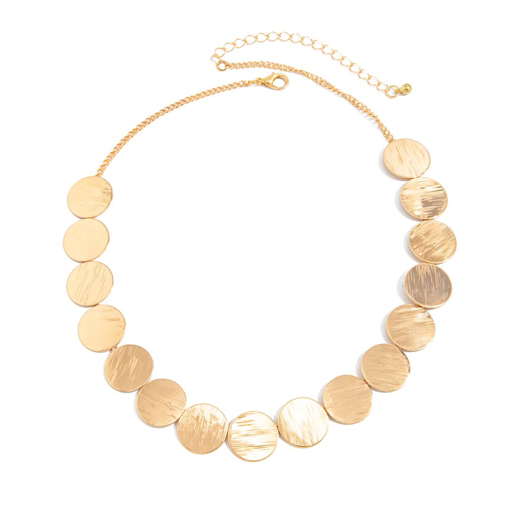 SHIXIN Elegantní kovové flitrové choker náhrdelníky pro ženy Minimalistický geometrický kulatý řetízek na klíční kost Módní šperky na krk Dárky