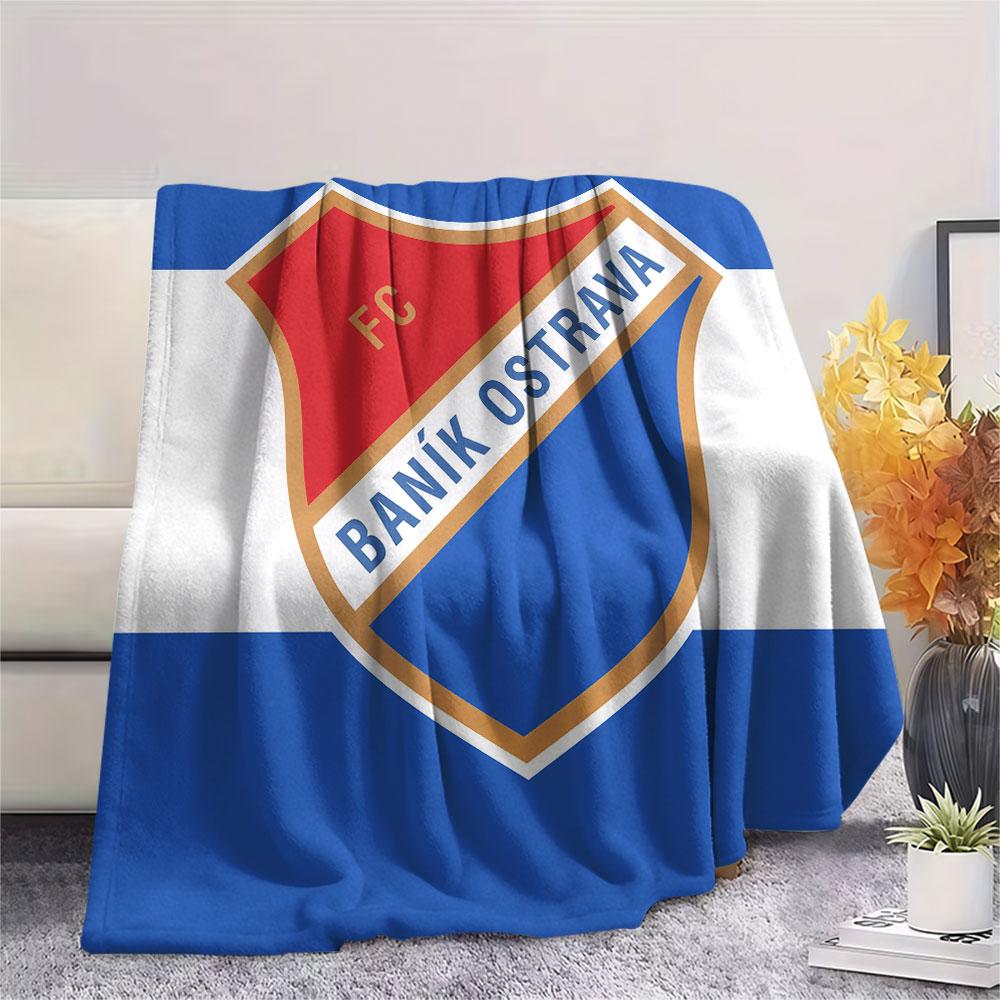 Coperta in Flanella Stampata Banik Ostrava FC, morbida coperta per camera da letto divano, lavabile, merchandising per tifosi di calcio, ottimo regalo.