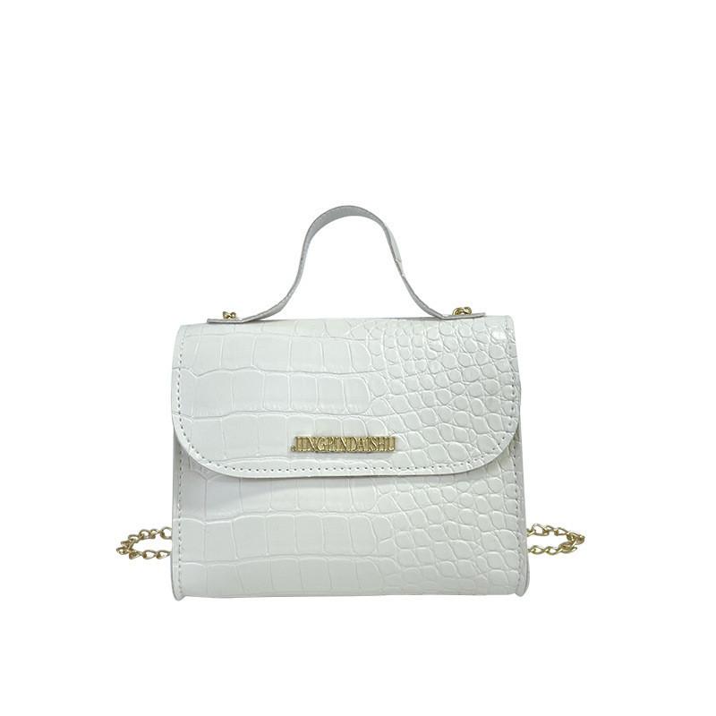 Chic Crocodile Pattern Pu Leather Handbag Trendy Street Style Shoulder Bag белый