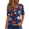 Women's T Shirt Independence Day Print Button Short Sleeve Daily Weekend Fashion Basic V- Neck Regular Top