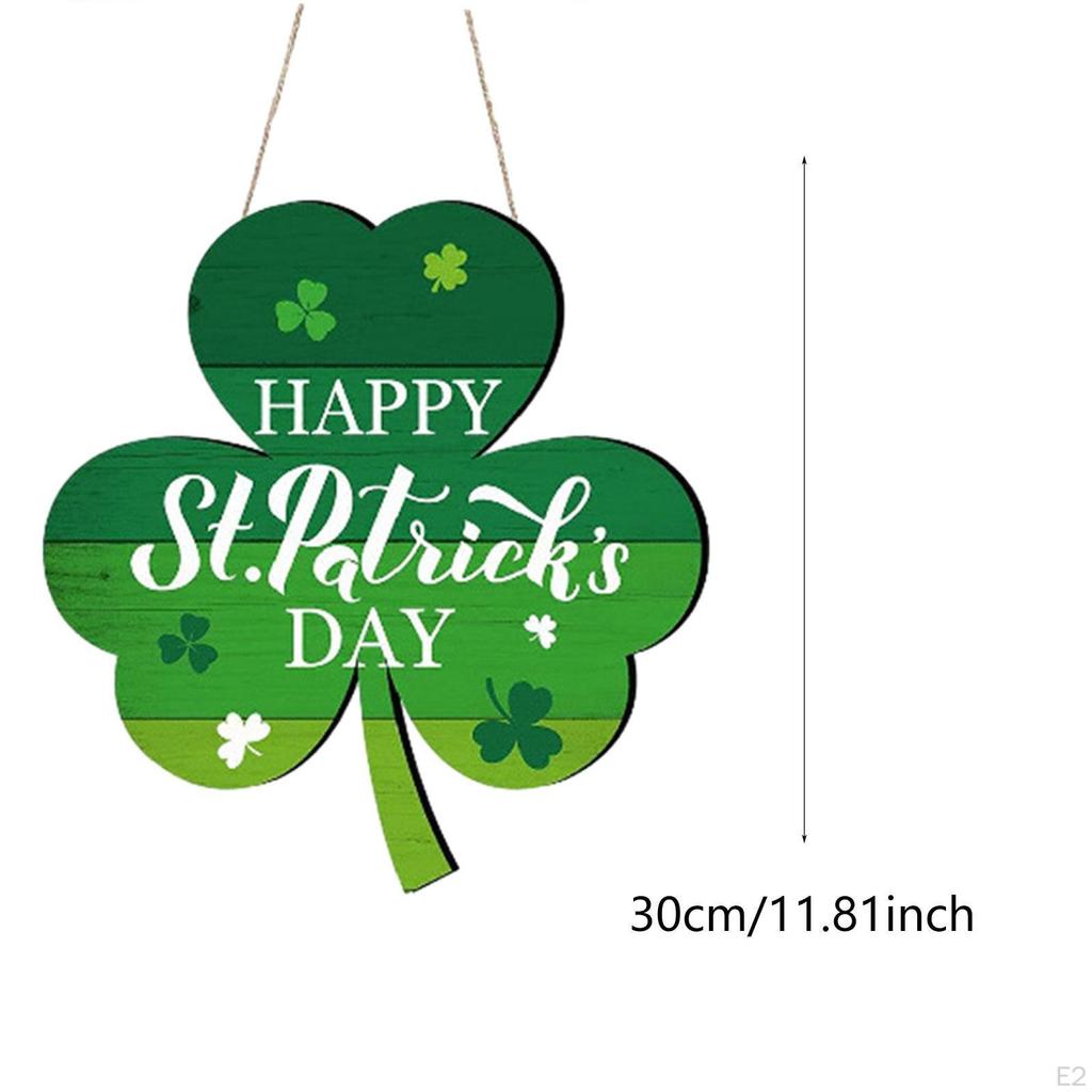 ST. Patrick's Day Ornament ,Green Clover Wood Decoration, Front Door Decor for Home Backdrop