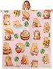 Cartoon Capybara Throw Blanket TwinCapybara BlanketCapybara Animals Lovers Fleece Blanket Kawaii Animals Sherpa Blanket
