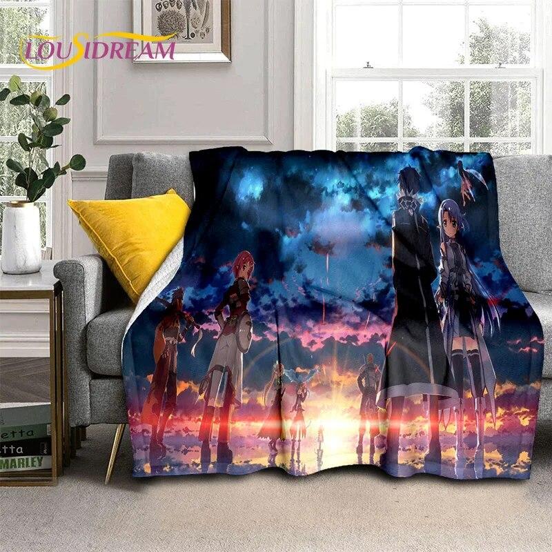 SAO Novel Cartoon Sword Art Online Decke, weiche Überwurfdecke für Zuhause, Schlafzimmer, Bett, Sofa, Picknick, Reisen, Büro, Decke für Kinder