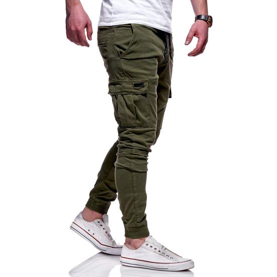Herren Dicke Cargohose Kordelzug Taille Warme Jogginghose Herbst Winter Freizeit Hose mit Mehreren Taschen für Reise Arbeit Alltagskleidung