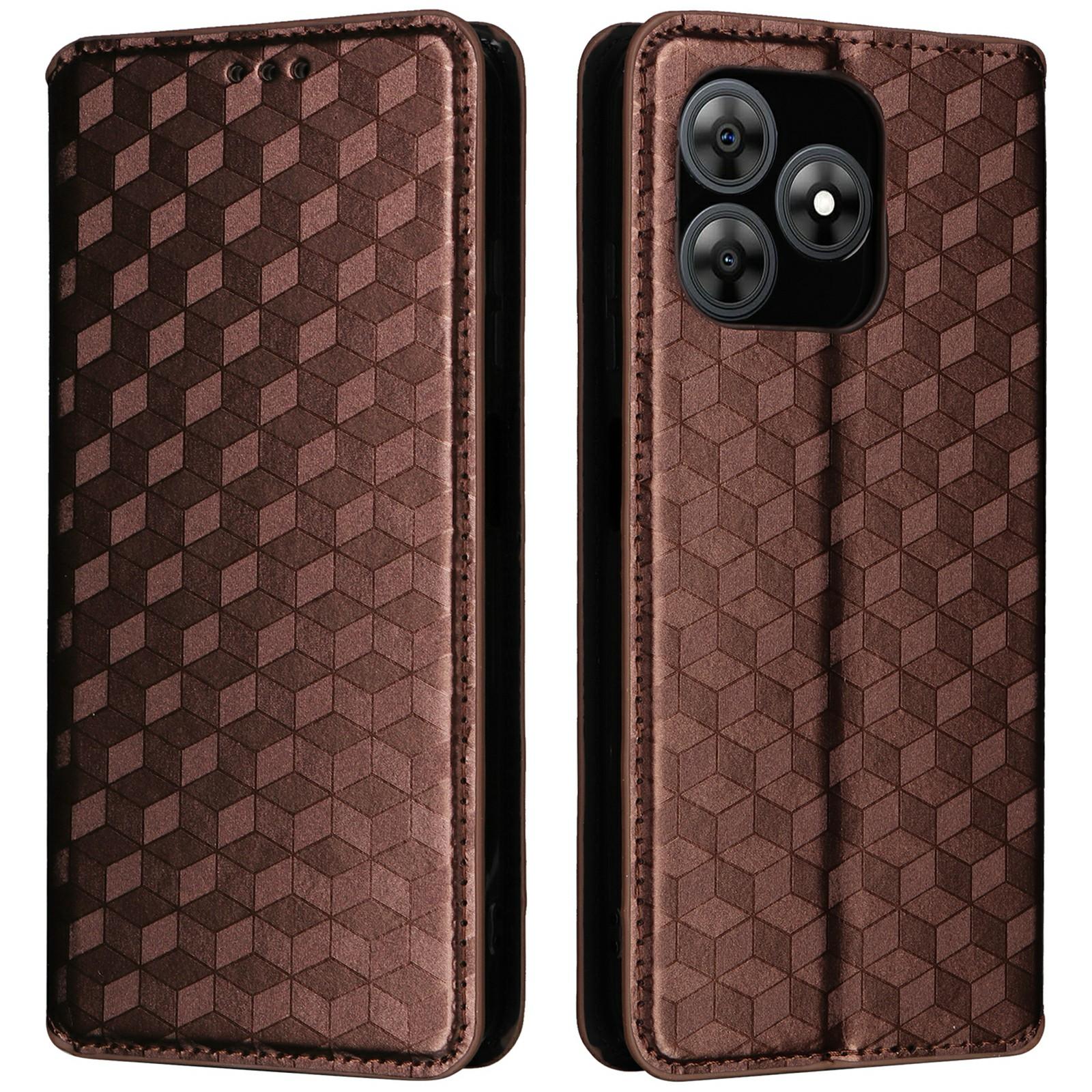 

Для Blackview Wave 8C Чехол-кошелек Кожаный чехол для телефона с ромбовидным тиснением Brown