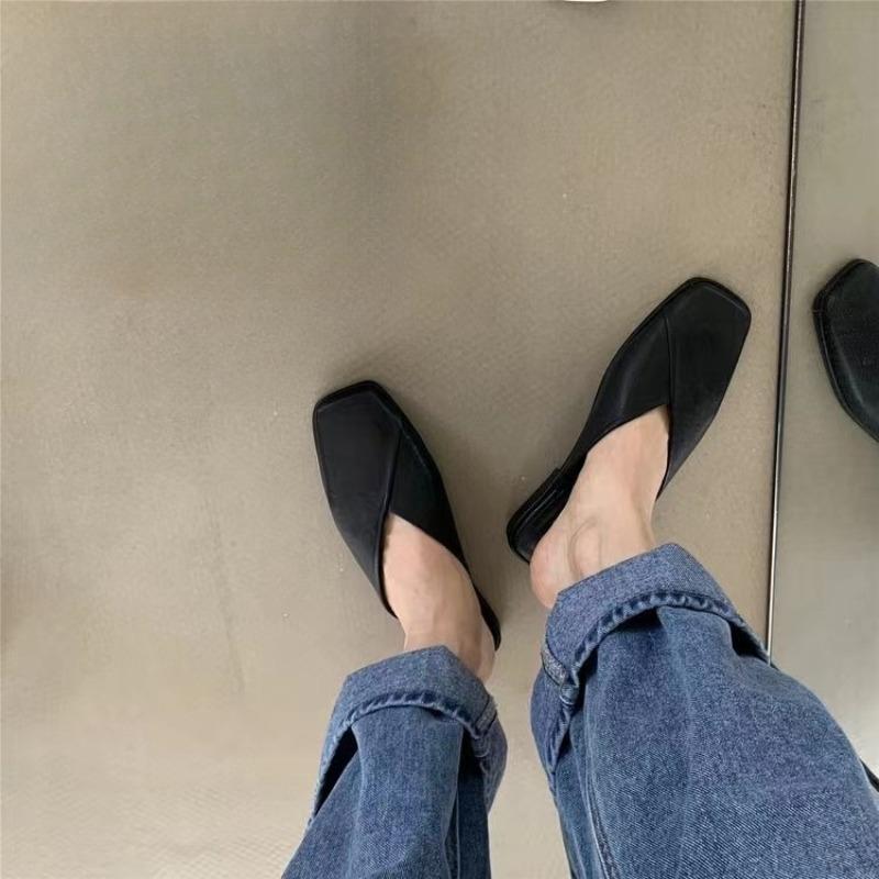 Baotou Hausschuhe Herbst neu eckige Zehenpartie tiefer Ausschnitt weiche Sohle rutschfest verschleißfest flache Schuhe