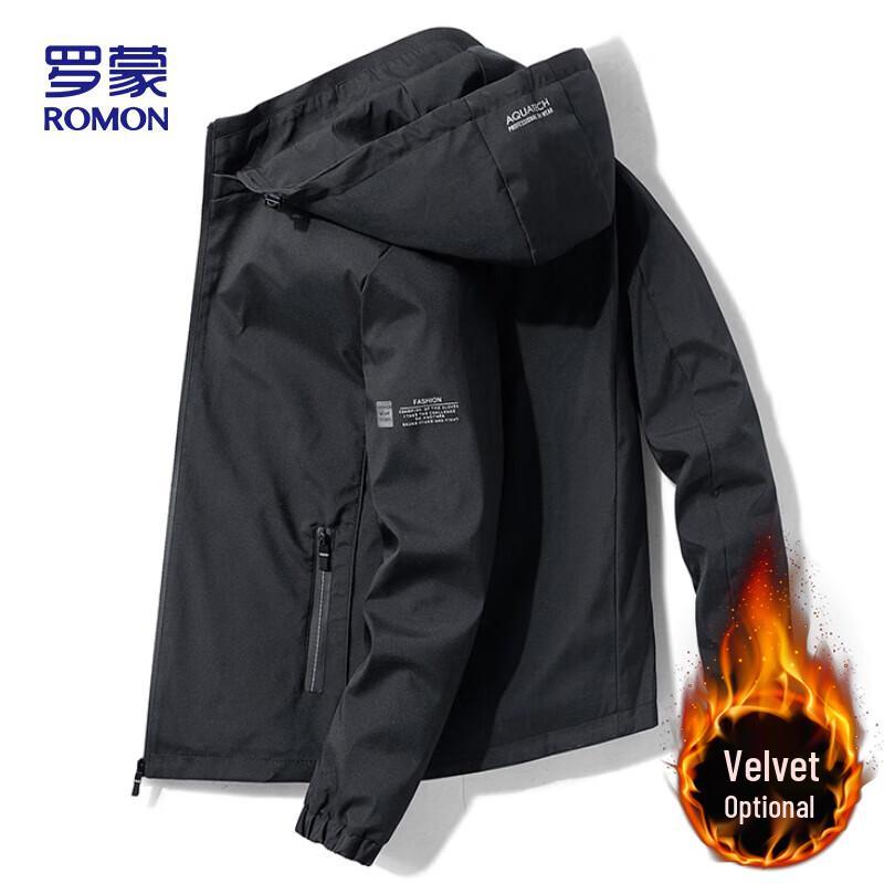 ROMON Men's Hooded Business Casual Jacket
