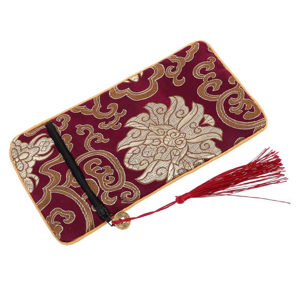 Brocade Scriptures Bag Chinese Style Fabric Multi-Purpose Small Book Pouch Jewelry Storage Organizer Buddhist Carrying Case