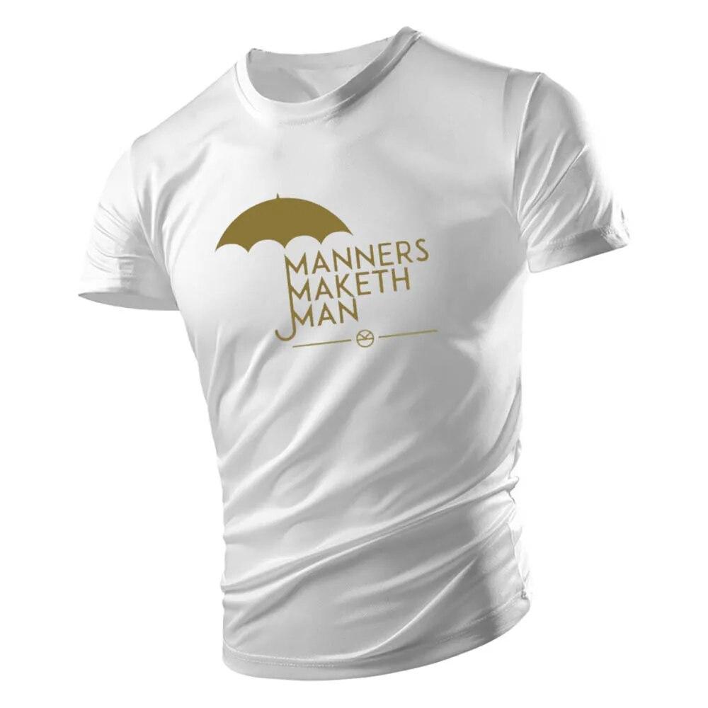 Casual Sports Style 2d Small Umbrella Print Summer Men'S Crew Neck Short Sleeve T-Shirt Loose Comfortable Breathable Quick Dry