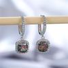 Dainty Female Rainbow Crystal Drop Rose Gold Silver Color Hoop Earrings Charm Bridal Square Wedding Jewelry For Women