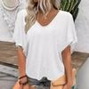 Casual Summer T Shirt With V Neck Short Sleeve Cotton Polyester Fabric For Comfortable Daily Wear