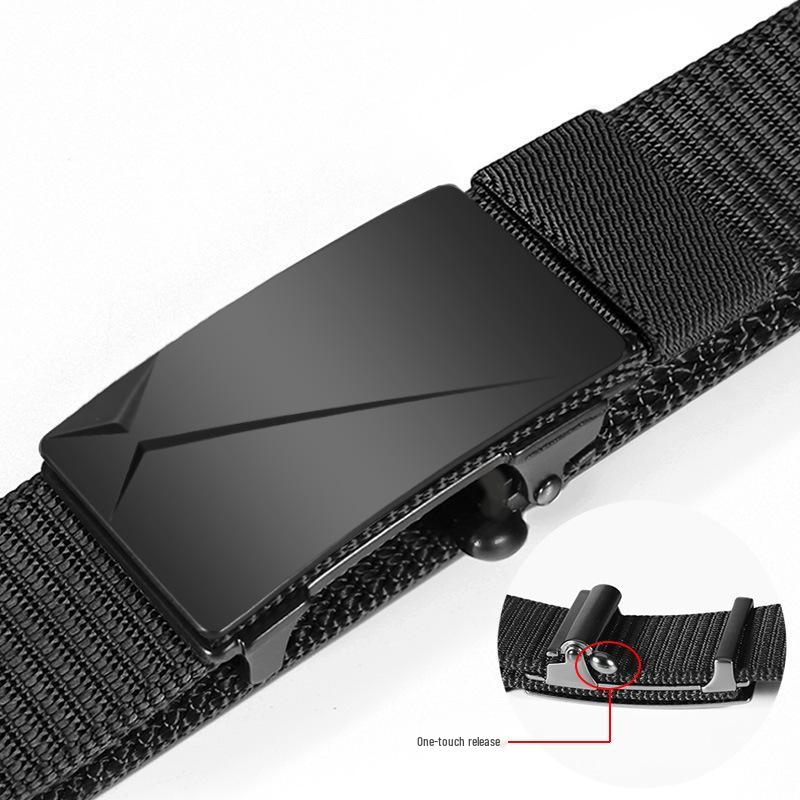 Men's Nylon Automatic Buckle Belt - Fashionable Woven Canvas Waistband for Youth