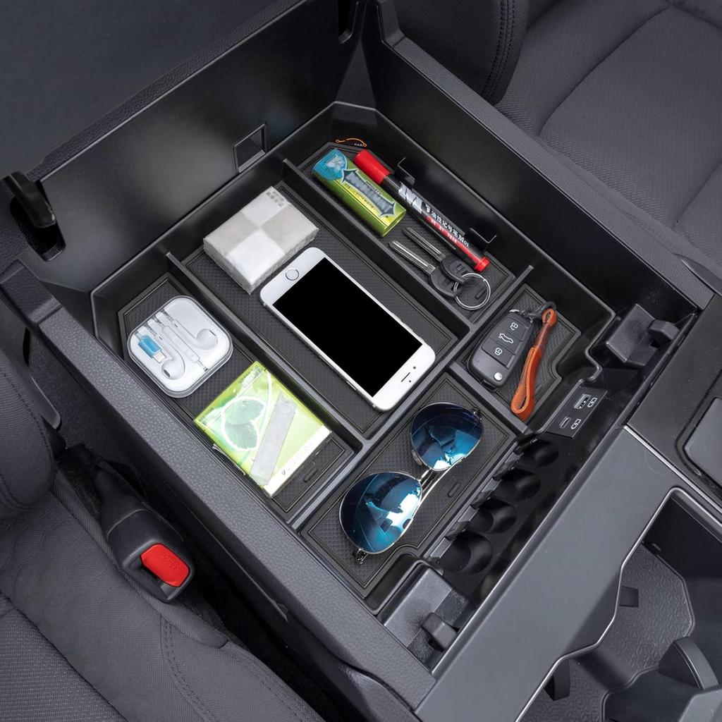 JDMCAR Center Console Organizer Compatible With -2025 2026 Toyota Tundra Accessories And -2026 Toyota Sequoia Armrest Secondary Storage Box ABS