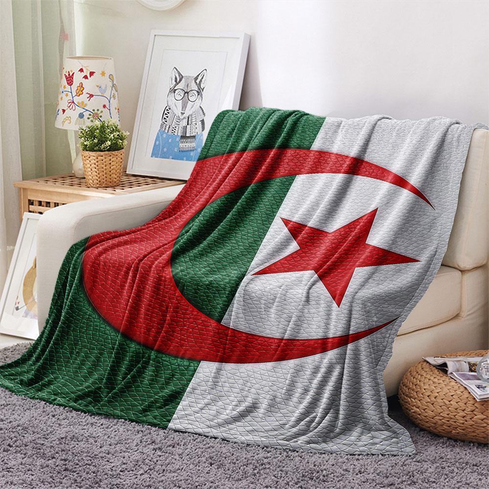 1PC Algeria National Football Team Patterned Flannel Blanket Suitable For All Seasons for Home Decor Warmth and Comfort Gifts Holiday Present