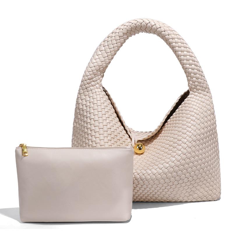 Fashionable Little Golden Ball Hand-woven Women's Bag with Texture, Trendy and Niche, Single-shoulder Underarm Bag, Large-capacity Hand-held Bag