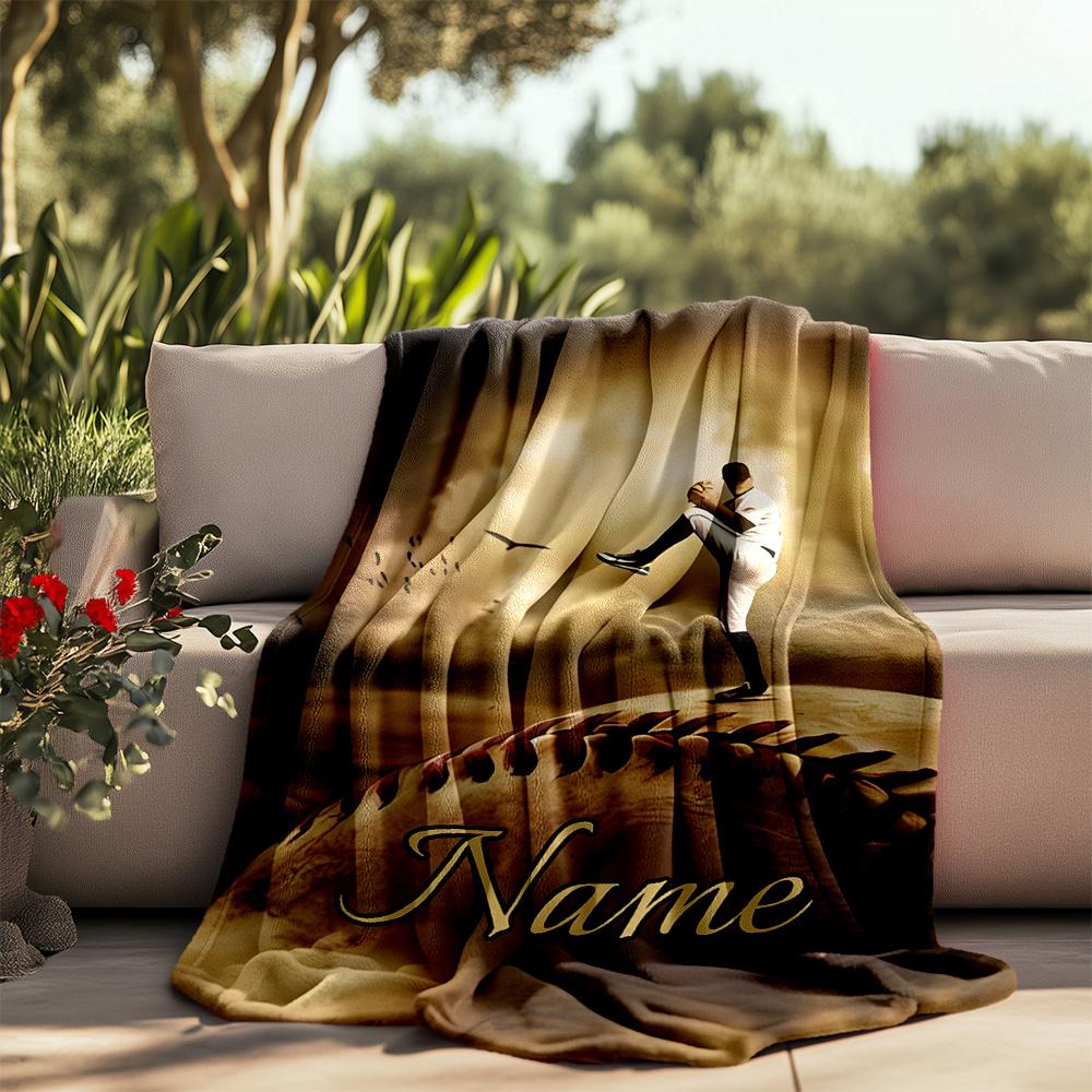 Baseball Passion Life Dreams Future Customizable Outdoor Blanket Personalized Text Durable Comfort Throw For Picnics Outdoor Travel And Camping Sofa