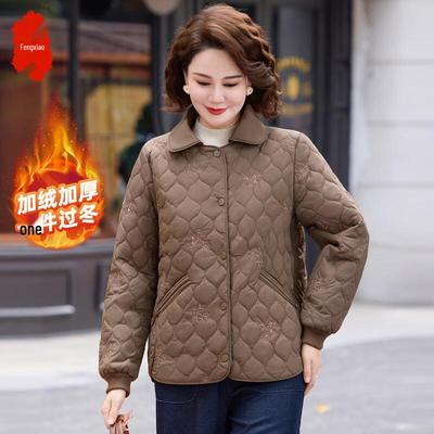 Women's Winter Padded Lapel Jacket for Mid-Aged & Elderly