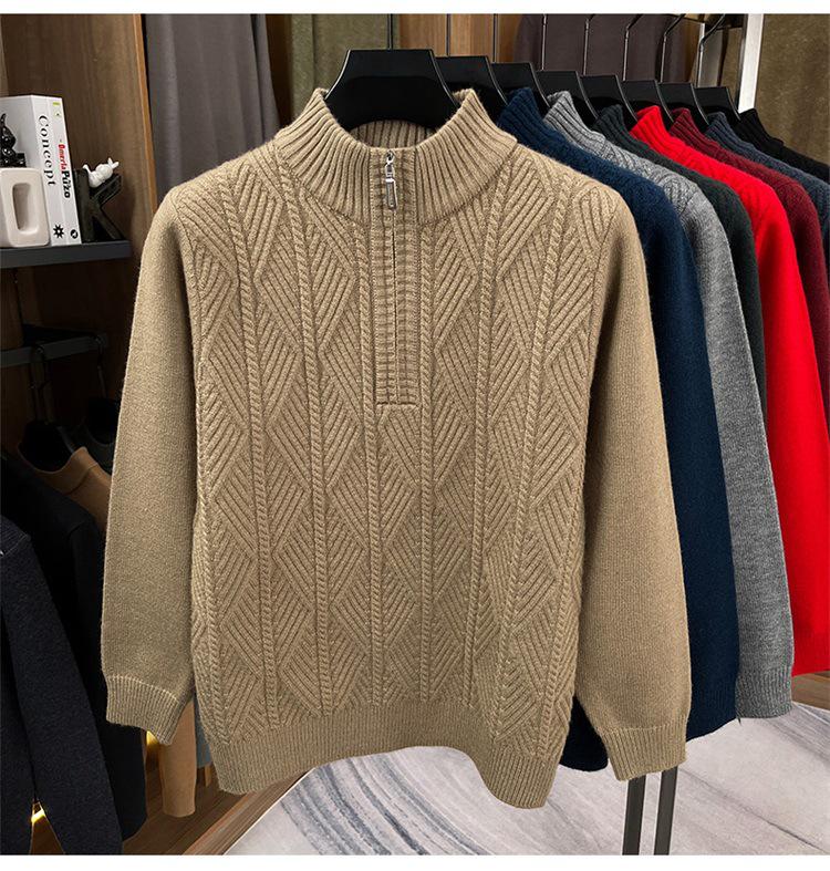 2025 Men's Autumn/Winter Thick Base Layer Sweater - Casual, Warm Knitwear, Long Sleeve for Dads.