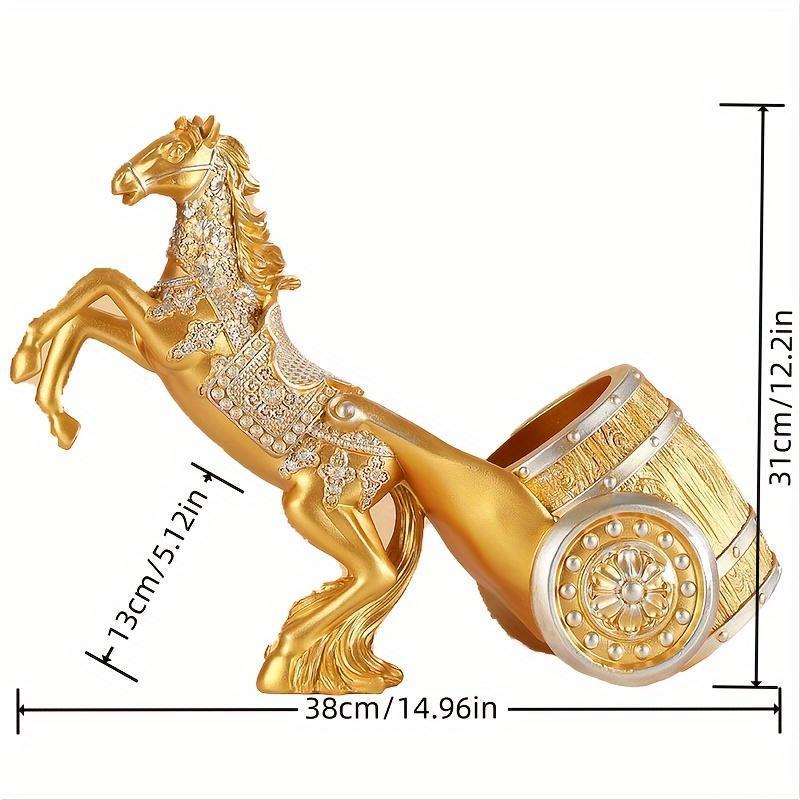 

Элегантная золотая подставка для вина в виде лошади, винтажный декор из смолы с акцентами из драгоценных камней, легкая роскошь в европейском стиле, винный декор, корзины-полки золотистый