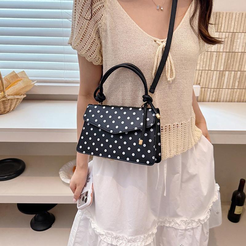 Yogodlns Korean Style Polka Dot Shoulder Bag Casual Crossbody Small Square Bag Fashion Trendy Handbag Women Work Shoulder Bag