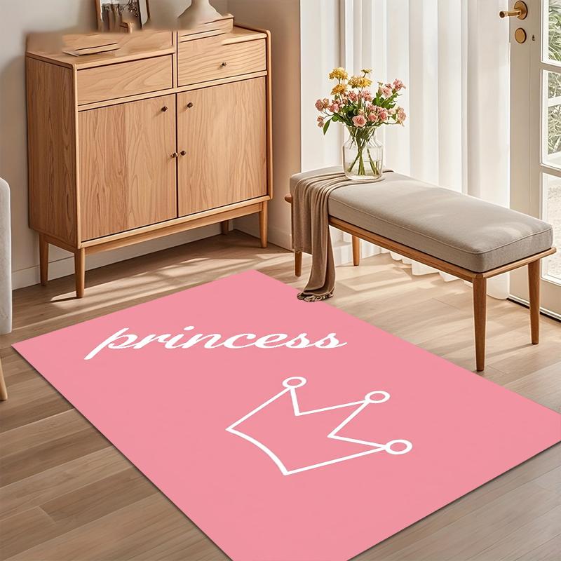 Rosa Prinzessinnenkrone Bereichsteppich für Eingangsbereich Kinderzimmer Schlafzimmer Niedlich Coquette Umweltfreundliche Heimdekoration Weich Rutschfest Waschbarer Bodenläufer