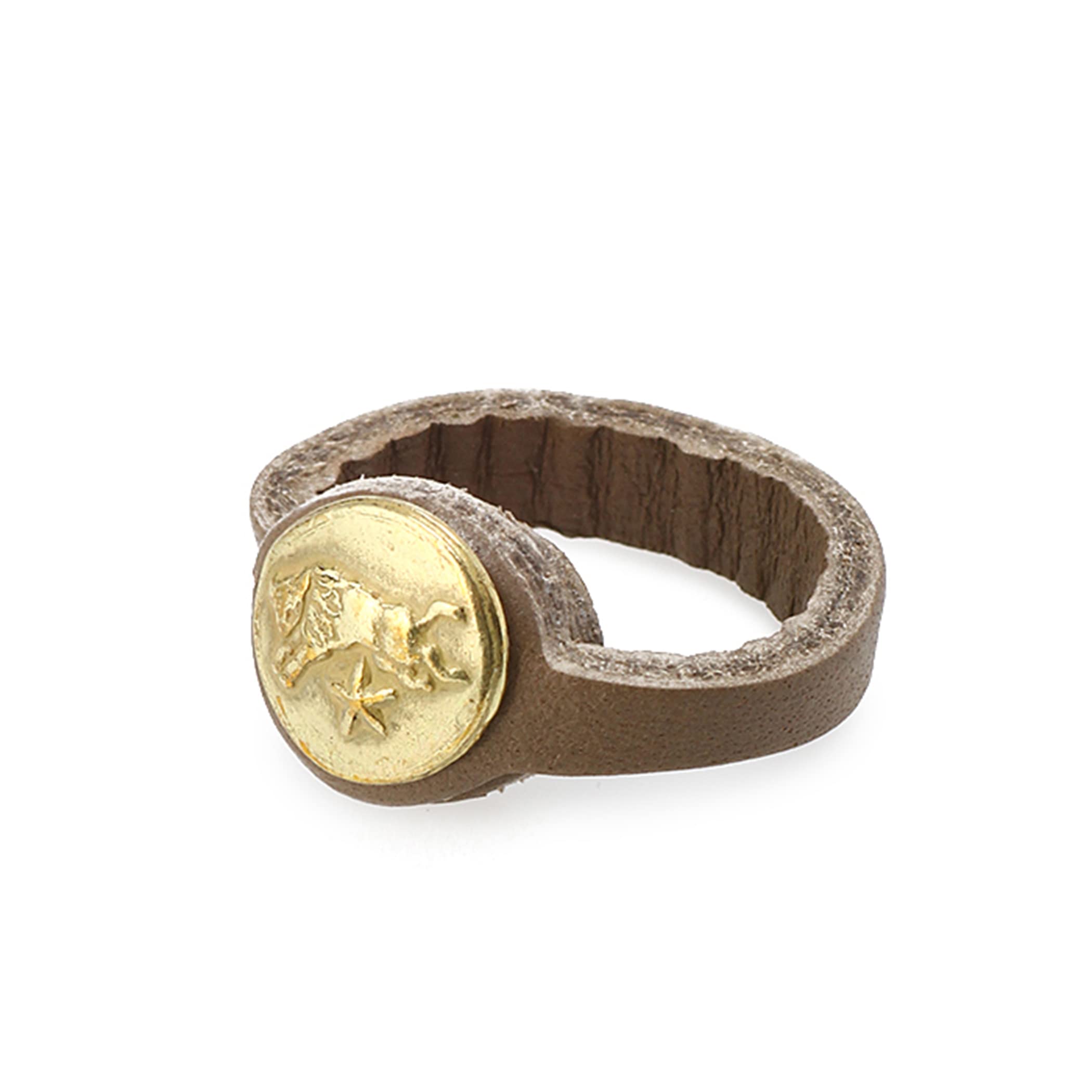 [IL BISONTE] Leather Ring, Genuine Leather, Cowhide, Women s, Men s, Unisex, Gray