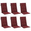 High Back Chair Cushions 6 Pcs Melange Wine Red 120x50x4 Cm Fabric