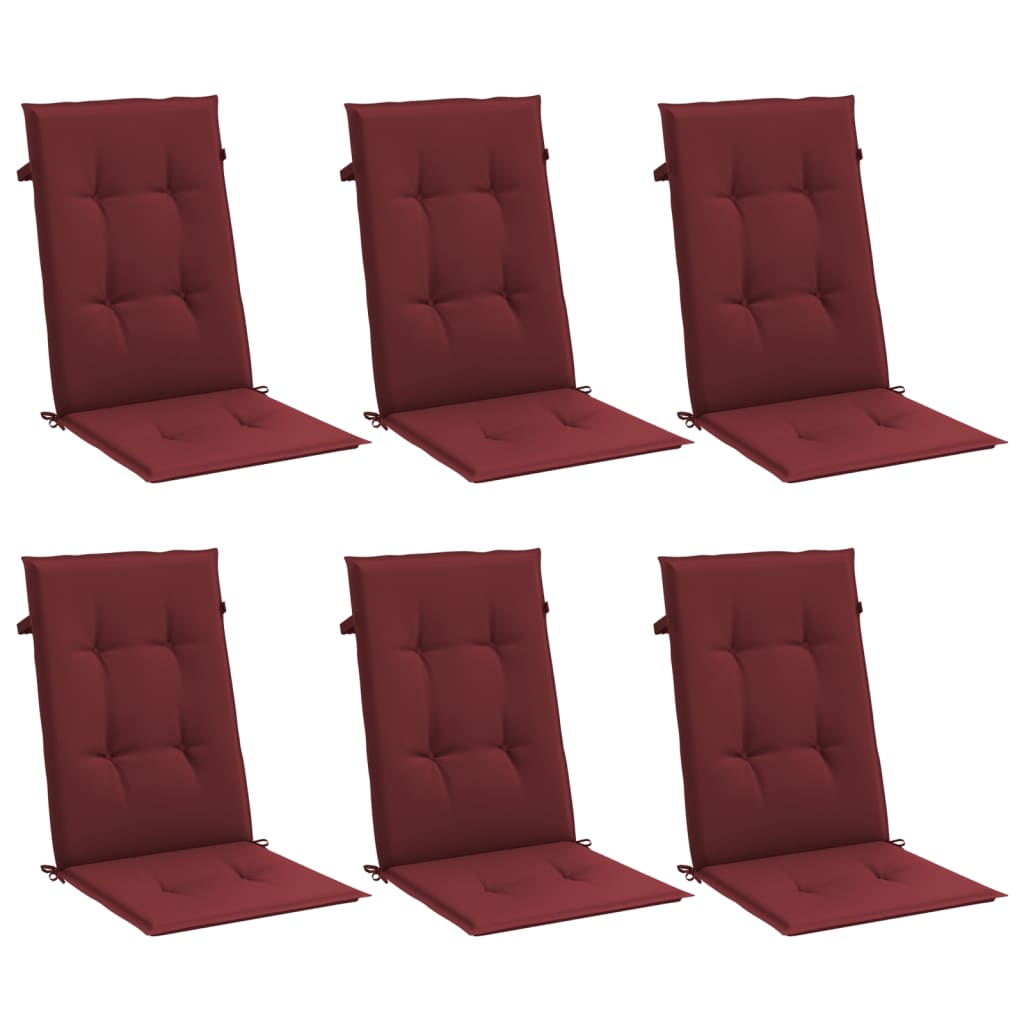 High Back Chair Cushions 6 Pcs Melange Wine Red 120x50x4 Cm Fabric