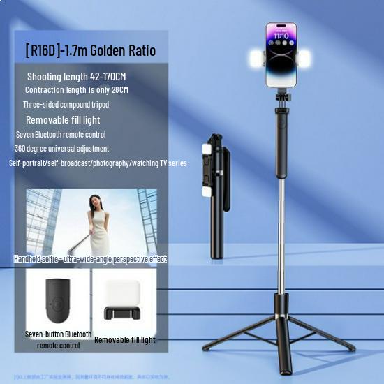2024 Anti-Shake 360° Rotating Selfie Stick Tripod & Stabilizer