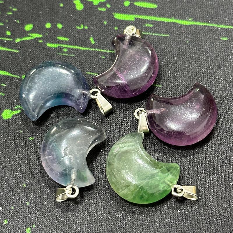 

Підвіска Місяць з натурального кристала - Аметист, Пірит, Рожевий Кварц, Зелений Авантюрин та Лазурит