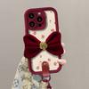 Camellia Bow Tie Is Suitable for Apple 16PRO Phone Case 15, Floral Lambskin 14, Silicone Anti-drop 7/8