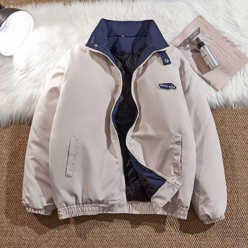 Navy Blue Jacket Men's Spring and Autumn Retro Stand-up Collar Workwear Jacket Ins Bomber Jacket Baseball Uniform