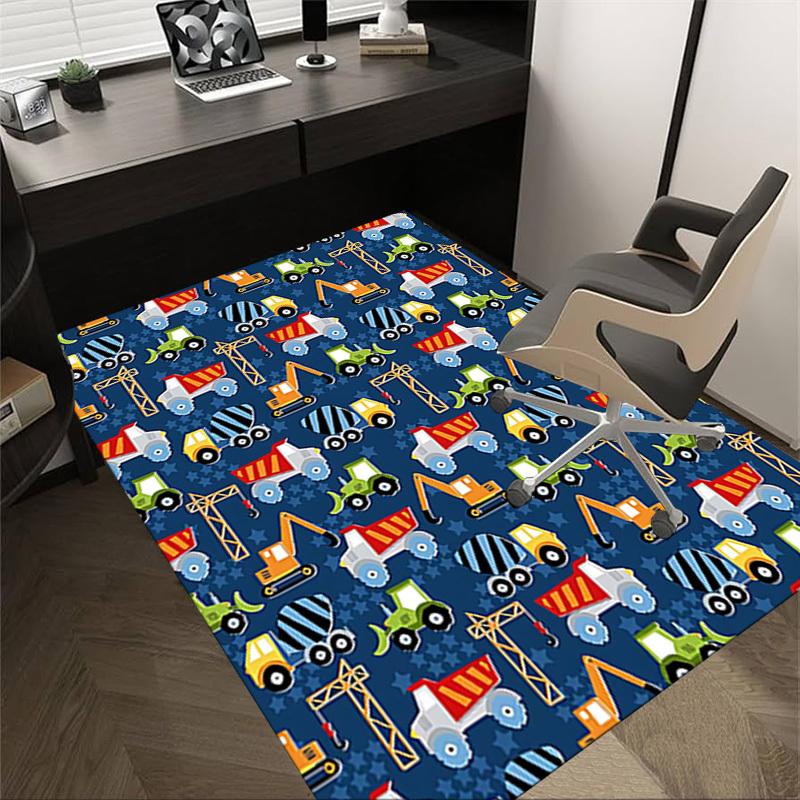1PC Construction Vehicles Extra Large Non-Slip Floor Carpet, Office, Family, Bedroom, Studio - Large Area Rug Indoor Rugs, Vibrant Colors-W305