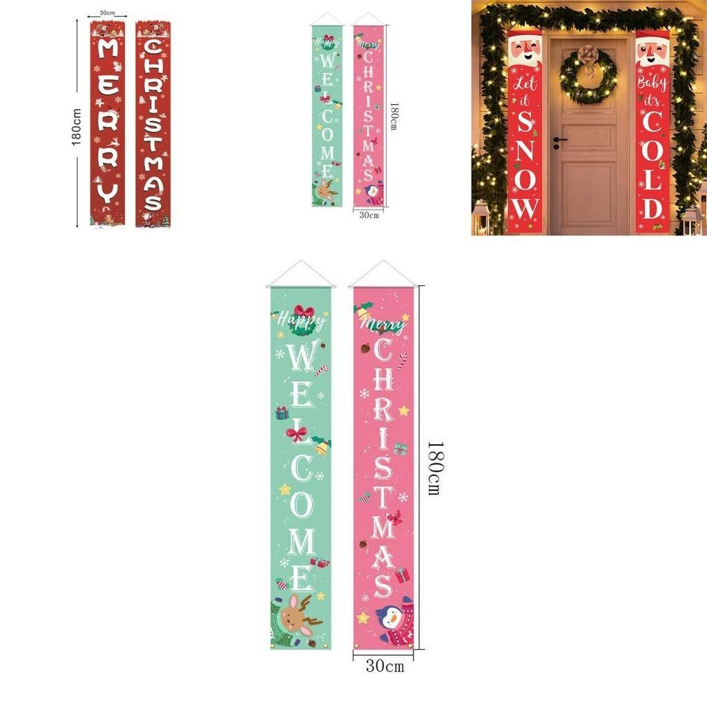 Vibrant Christmas Door Hanging Sign Banner Flag Xmas Party Decor