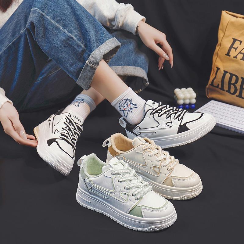 Little White Shoes Women's Versatile Sports and Leisure Shoes Spring New Low-top Flat-bottomed Trend Student Board Shoes Tide
