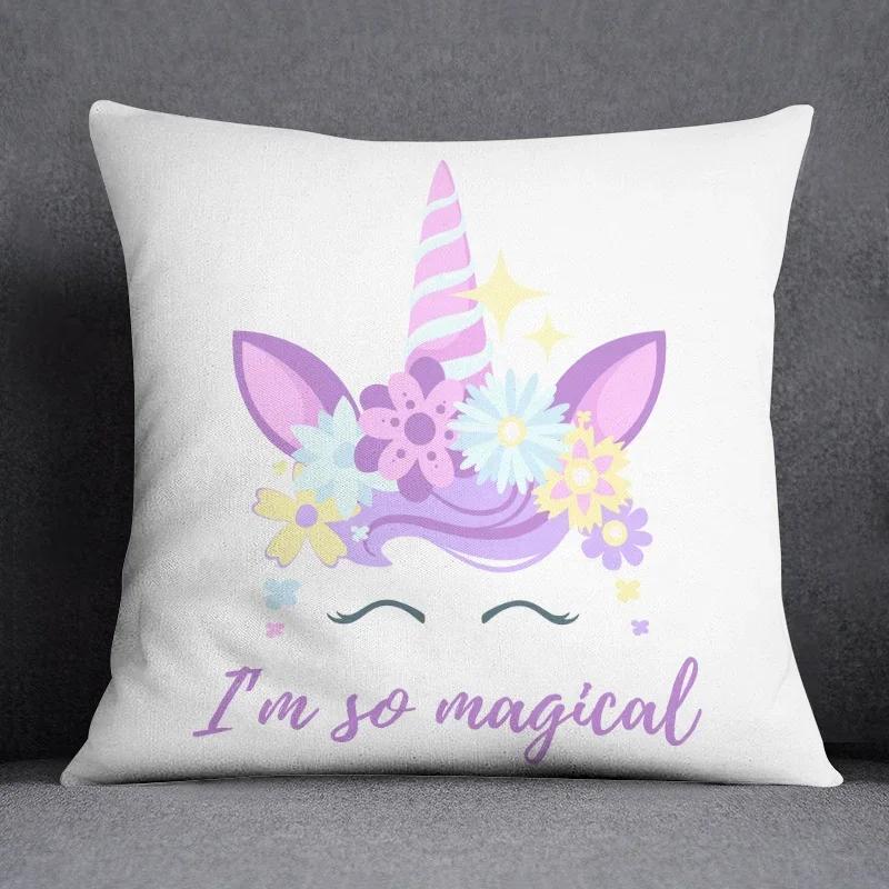 Cartoon Pink Unicorn Collection Pillow Gift Home Office Decor  Bedroom Sofa Car Cushion Cover Case