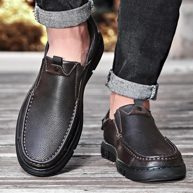Męskie buty codzienne z prawdziwej skóry, buty biznesowe, mokasyny