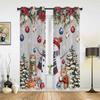 Christmas Ball Poinsettia Print Curtains for Bedroom Living Room Drapes Kitchen Study Room Window Curtain Home Decoration