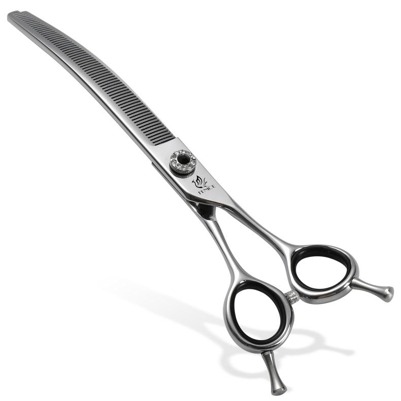 Fenice CIQ Professional 7.0/7.5 Inch JP440C Dog Grooming Scissors Curved Chunker /Thinning Scissors for Dogs Cats and Other Pets